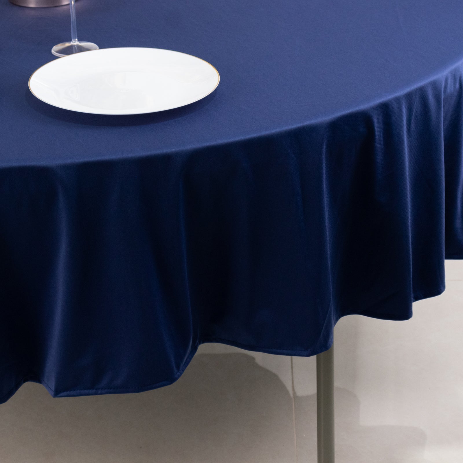 Scuba Round 90" Tablecloth Navy Blue - Wrinkle Free & Stain Resistant Table Cover