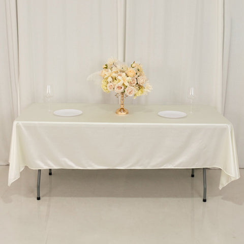 Scuba Rectangular 60"x102" Tablecloth Shimmering Pearl White - Wrinkle Free & Stain Resistant Table Cover