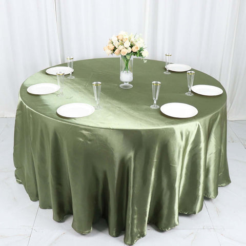 Satin 120" Round Tablecloth Dusty Sage Green - Stylish Seamless Table Cover