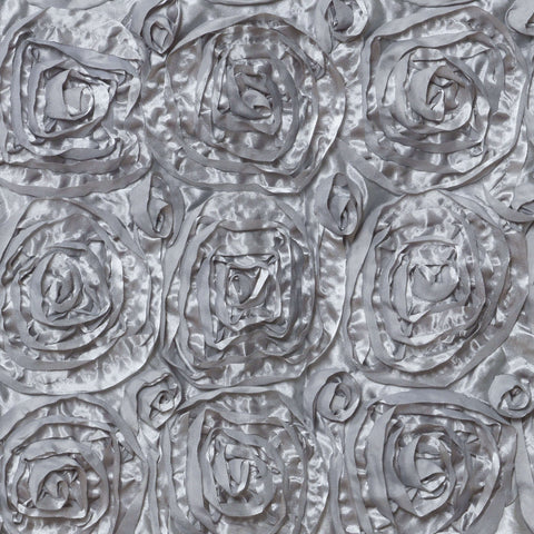 Satin 16" Chair Caps with Rosette Design for Chiavari Chairs Silver - Exquisite Chair Back Cover for Weddings & Parties