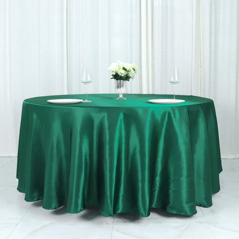 Satin 108" Round Tablecloth Hunter Emerald Green - Smooth and Lustrous Table Cover