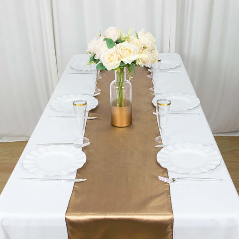 Satin 12"x108" Table Runner Taupe - Stylish Table Linen