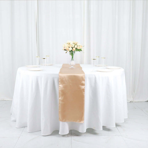 Satin 12"x108" Table Runner Nude - Stylish Table Linen