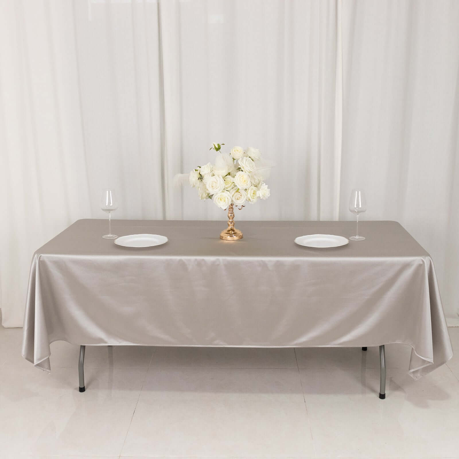 Scuba Rectangular 60"x102" Tablecloth Shimmering Silver - Wrinkle Free & Stain Resistant Table Cover