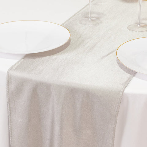 Scuba Polyester 12"x108" Table Runner Shimmer Silver - Wrinkle-Free Table Linen