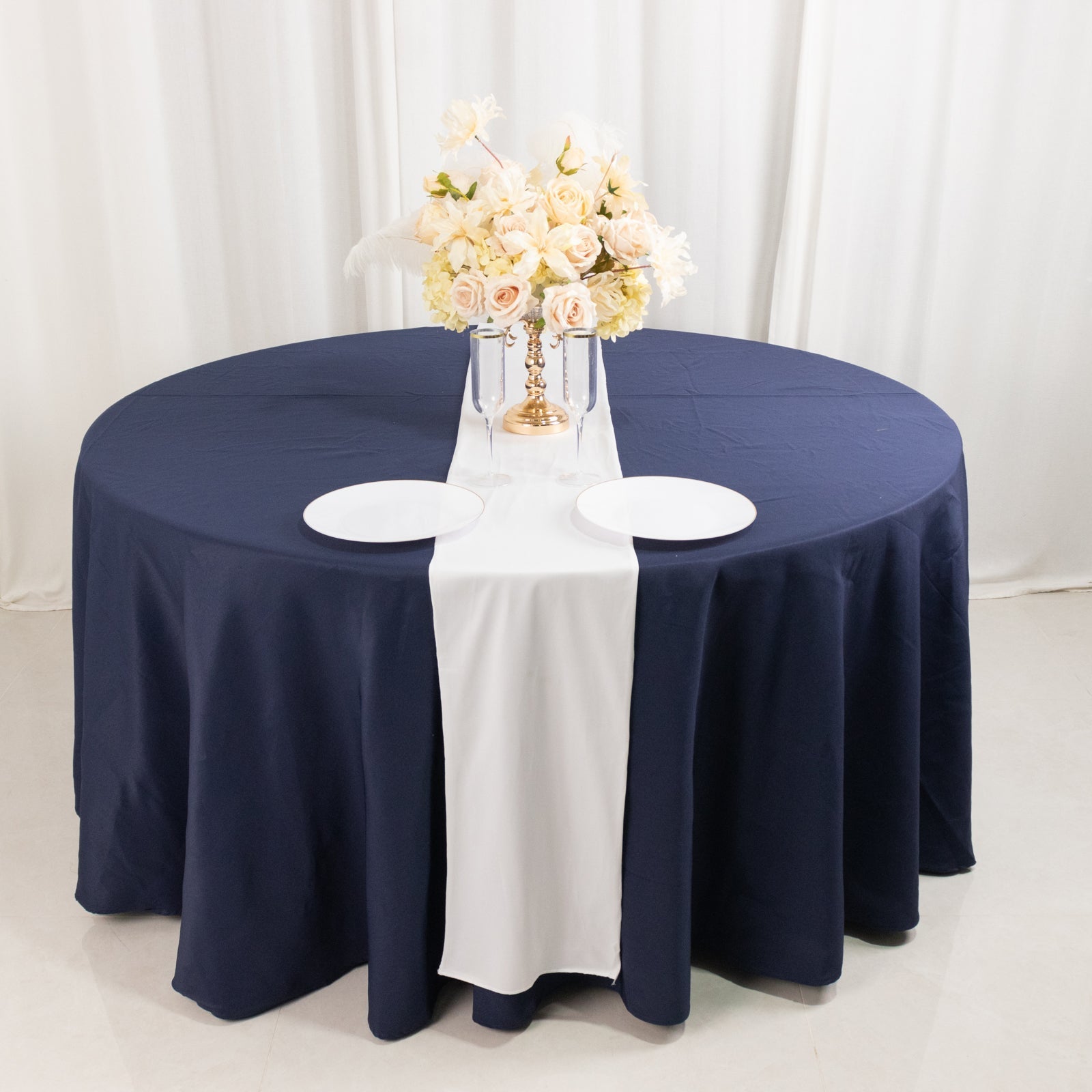 Scuba Polyester 12"x108" Table Runner White - Wrinkle-Free Table Linen for Events & Weddings