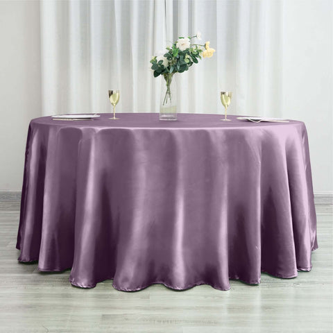 Satin 120" Round Tablecloth Violet Amethyst - Stylish Seamless Table Cover