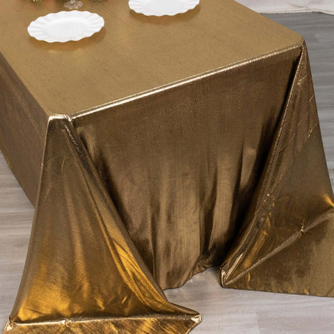 Sequin Dots Polyester 90"x132" Rectangle Tablecloth Shimmering Antique Gold - Seamless, Glittering & Wrinkle Free Table Cover
