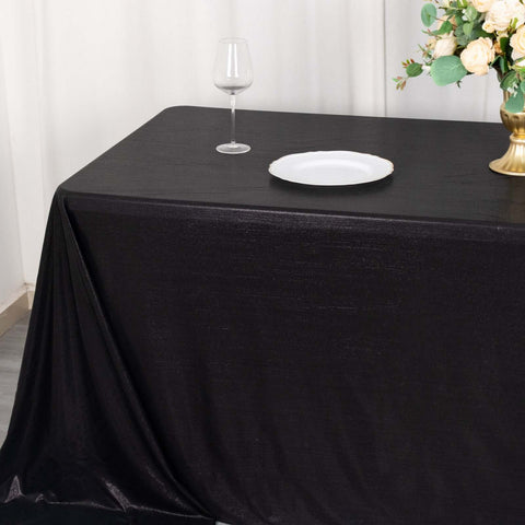 Sequin Dots Polyester 90"x132" Rectangle Tablecloth Shimmering Black - Seamless, Glittering & Wrinkle Free Table Cover