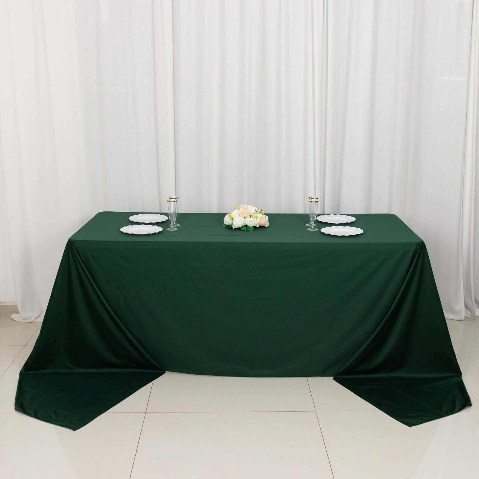 Scuba Rectangular 90"x156" Tablecloth Hunter Emerald Green - Wrinkle Free, Stain Resistant & Seamless Table Cover