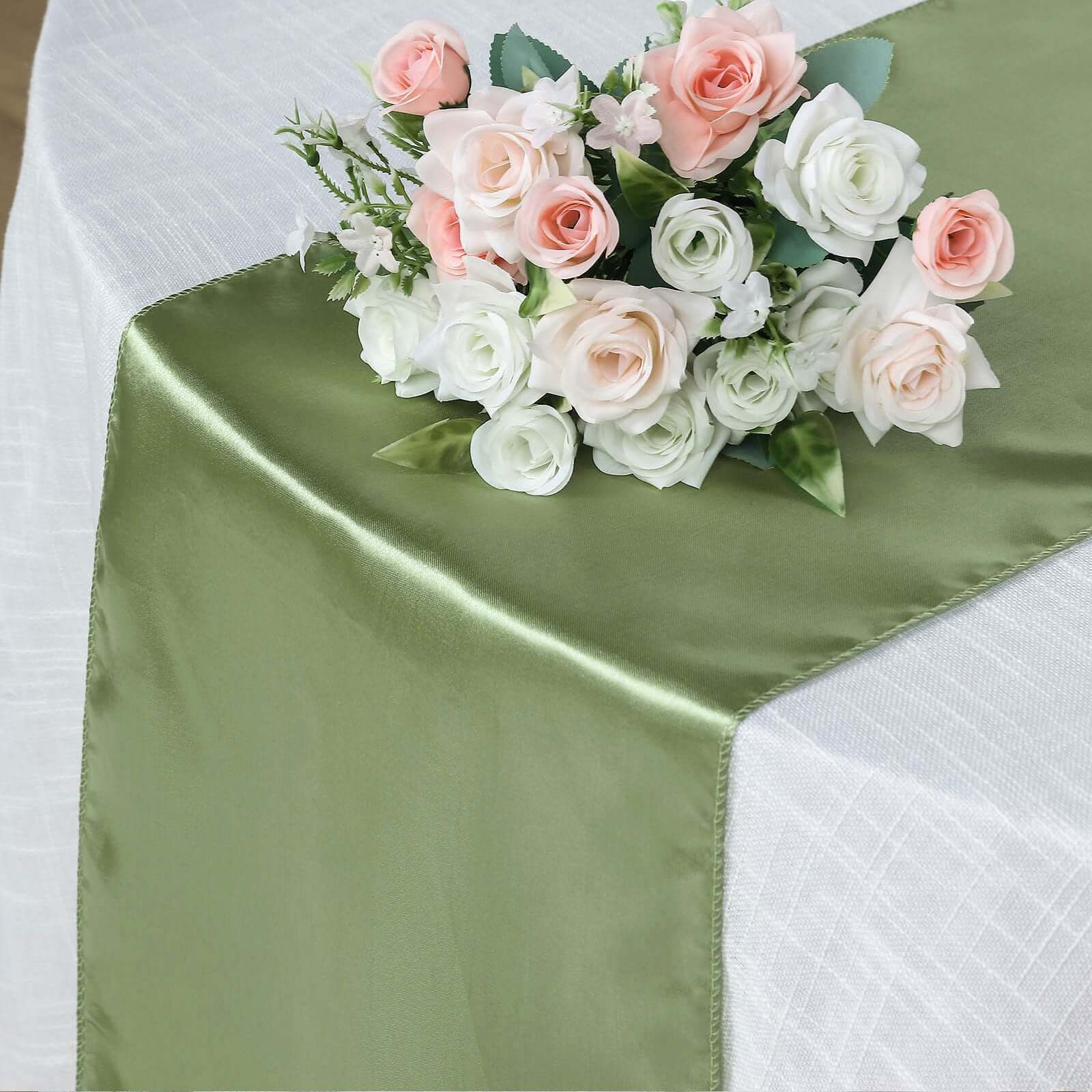 Satin 12"x108" Table Runner Sage Green - Stylish Table Linen