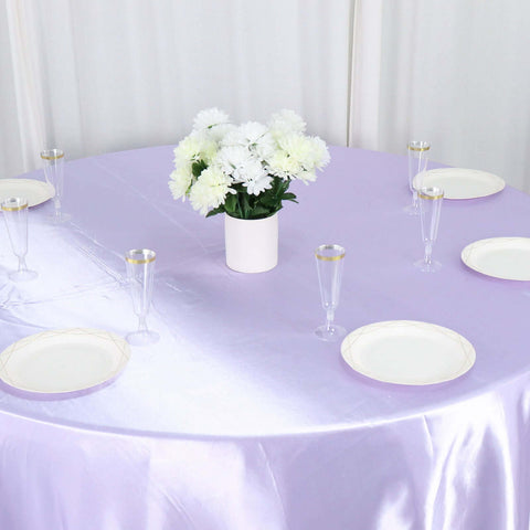 Satin 120" Round Tablecloth Lavender Lilac - Stylish Seamless Table Cover