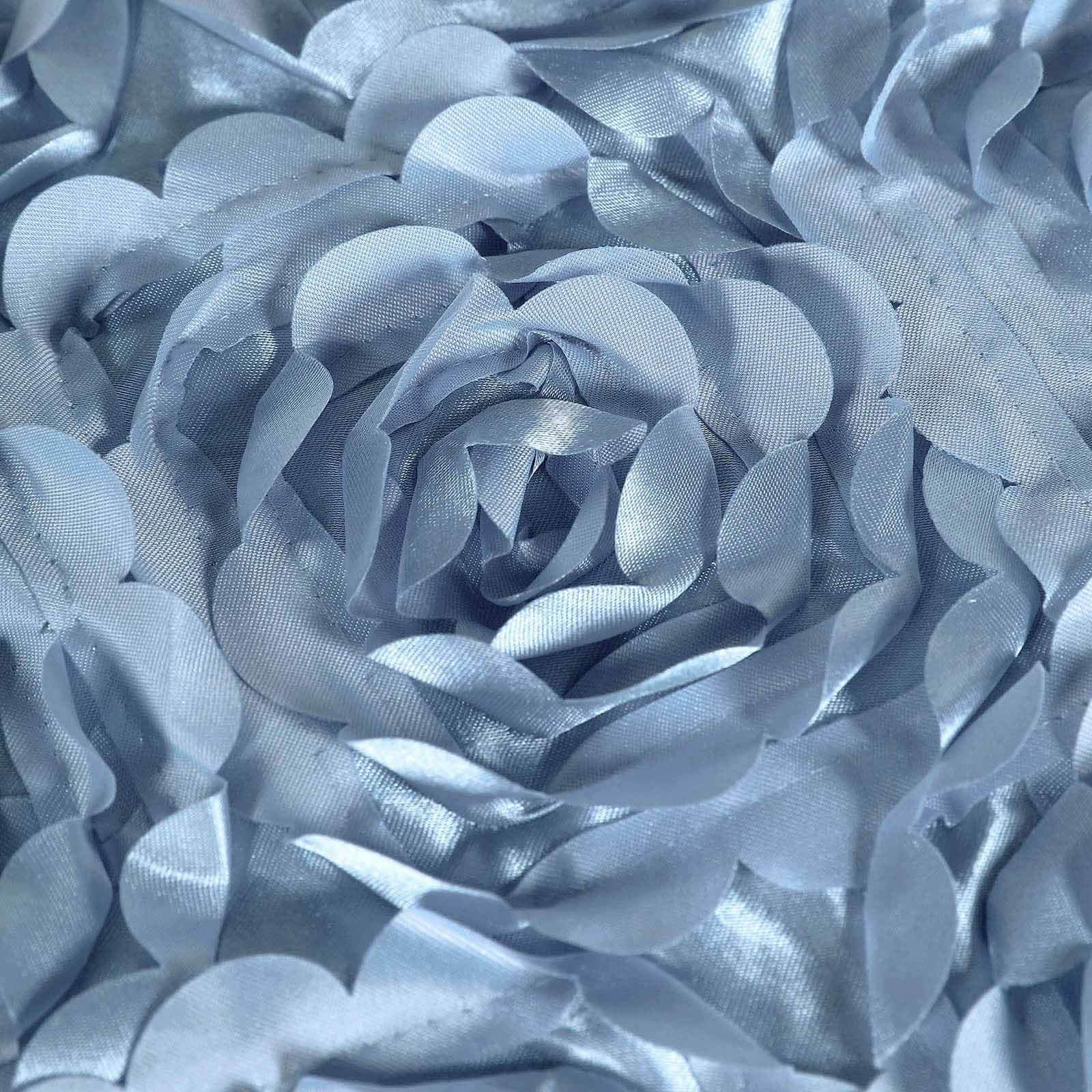 Satin Rosette Chair Cover for Banquet Chairs Dusty Blue - Stretch Fitted Slip-On Slipcover