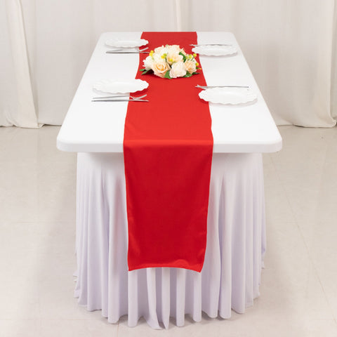Scuba Polyester 12"x108" Table Runner Red - Wrinkle-Free Table Linen