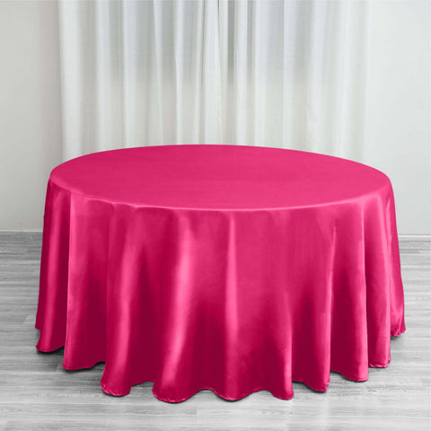 Satin 120" Round Tablecloth Fuchsia - Stylish Seamless Table Cover
