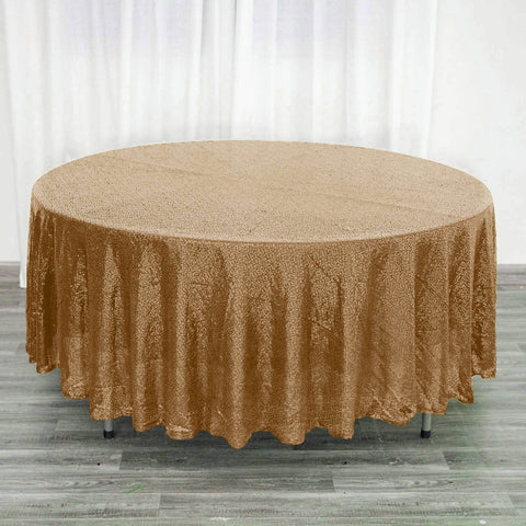 Sequin 108" Round Tablecloth Gold - Glittering Finish for Glamorous Events