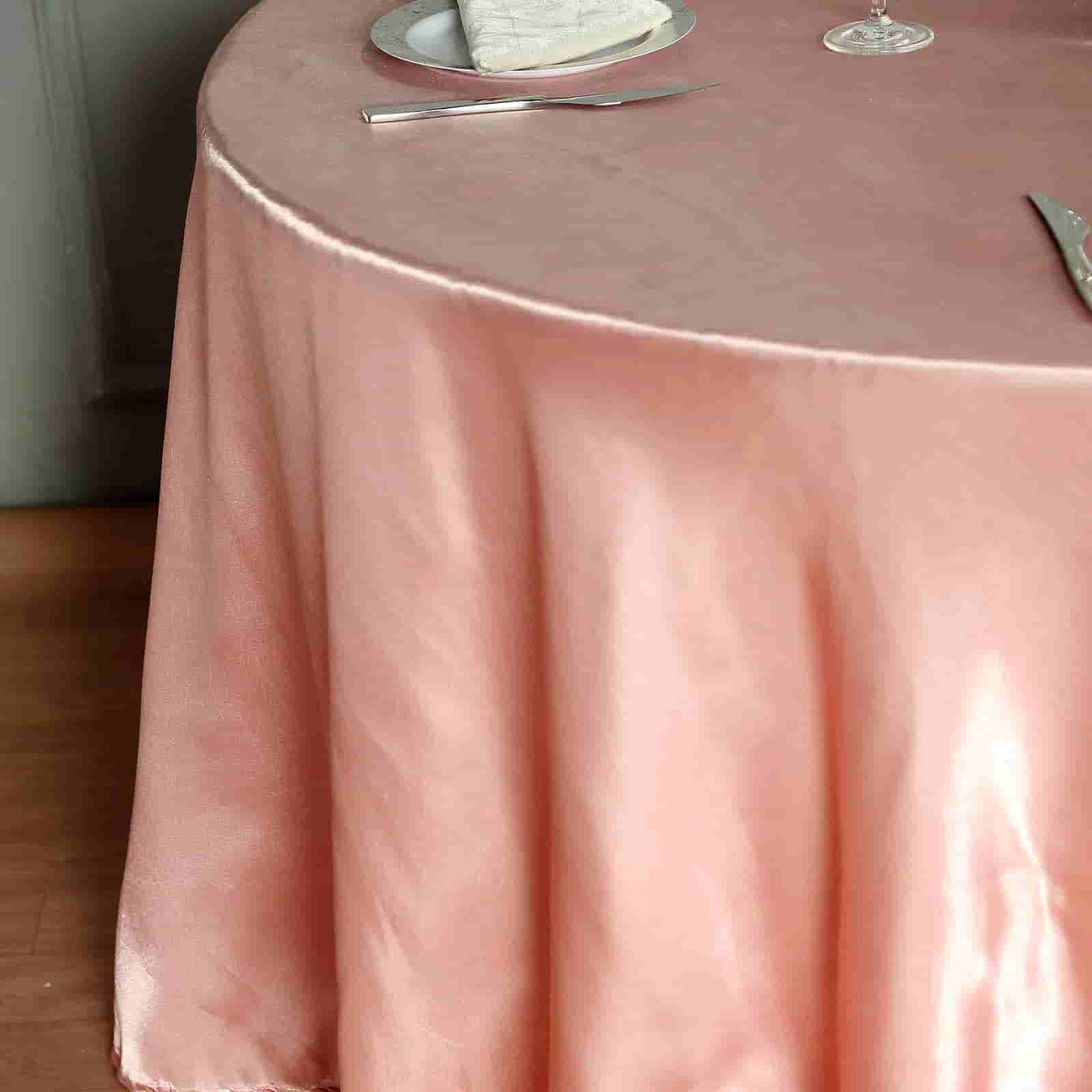 Satin 120" Round Tablecloth Dusty Rose - Stylish Seamless Table Cover