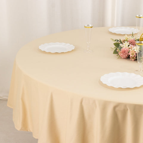 Scuba Round 90" Tablecloth Beige - Wrinkle Free & Stain Resistant Table Cover