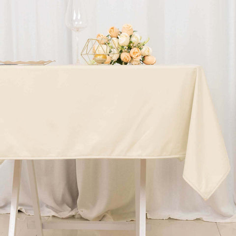 Scuba Square 54"x54" Tablecloth Beige - Wrinkle Free & Stain Resistant Table Cover