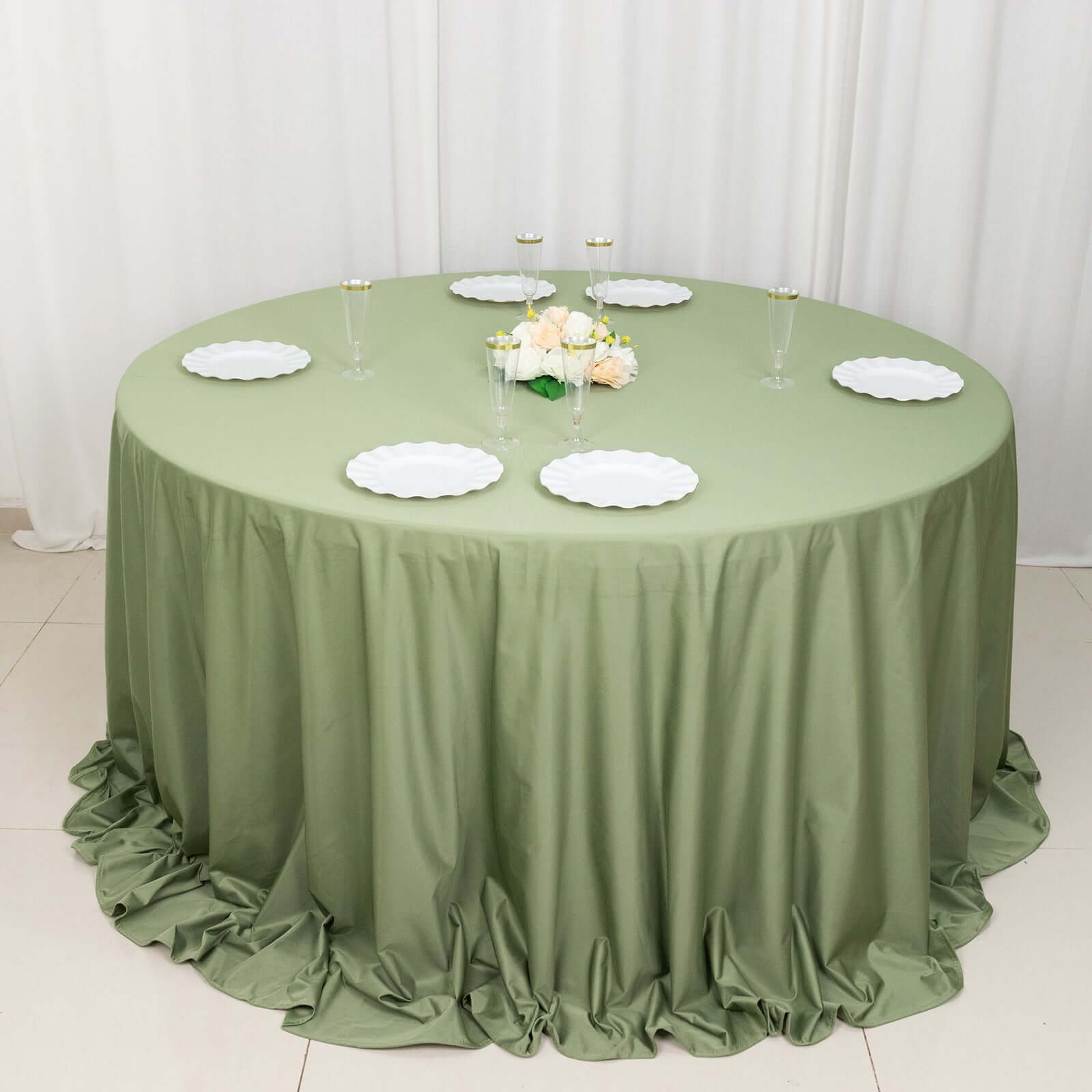 Scuba Round 132" Tablecloth Dusty Sage Green - Wrinkle Free & Stain Resistant Seamless Table Cover