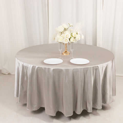 Scuba Round 108" Tablecloth Shimmering Silver - Wrinkle Free & Stain Resistant Table Cover