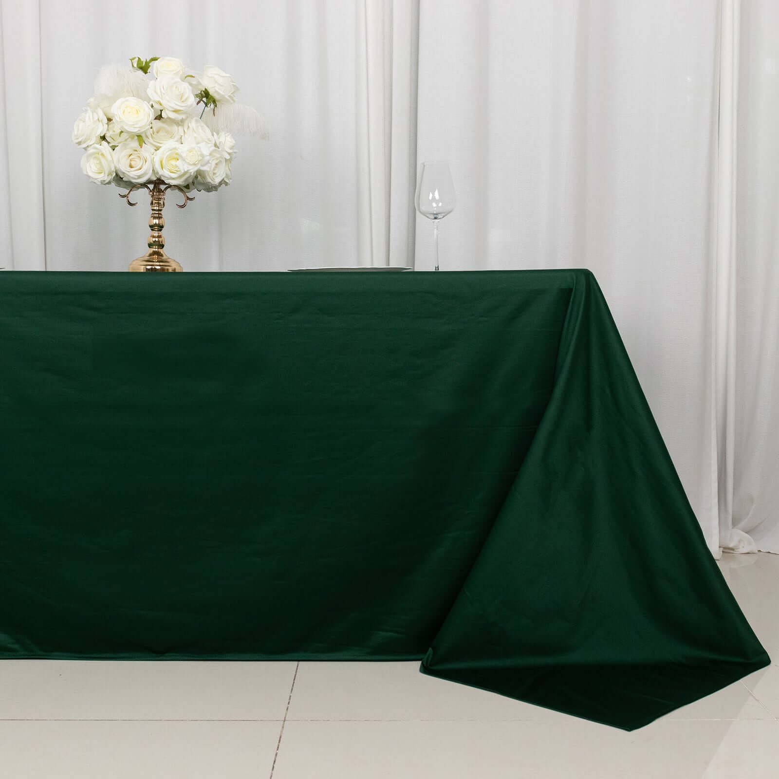 Scuba Rectangular 90"x132" Tablecloth Hunter Emerald Green - Wrinkle Free, Stain Resistant & Seamless Table Cover