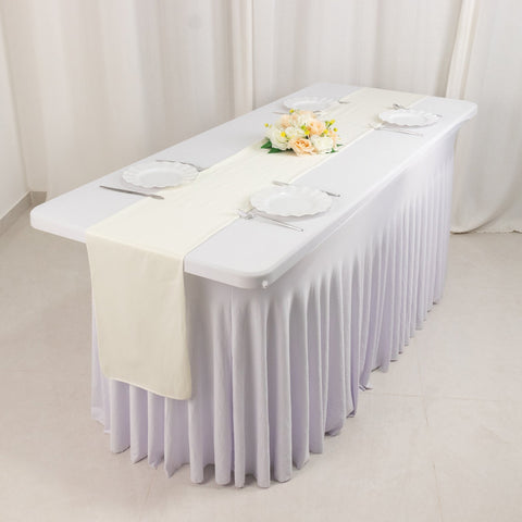 Scuba Polyester 12"x108" Table Runner Ivory - Wrinkle-Free Table Linen