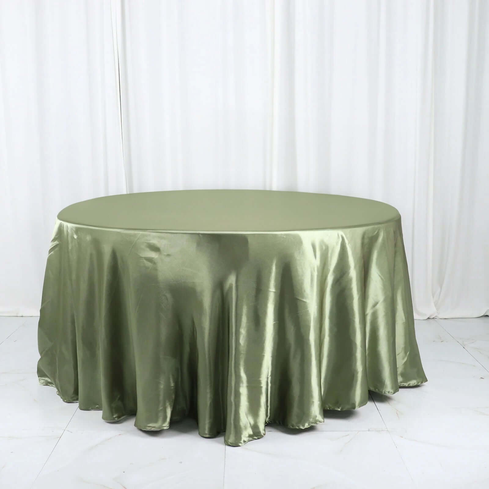 Satin 120" Round Tablecloth Dusty Sage Green - Stylish Seamless Table Cover