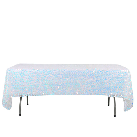 Sequin 60"x102" Rectangle Tablecloth Iridescent Blue - Big Payette Design for Modern Gatherings