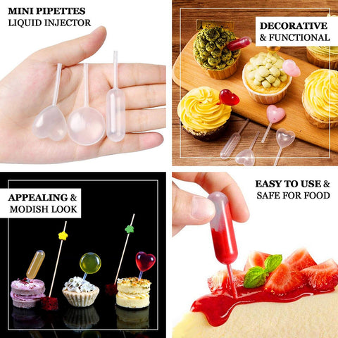 Set of 150 Plastic Dessert Topper Pipette Infusers Clear for Desserts & Drinks 4ml