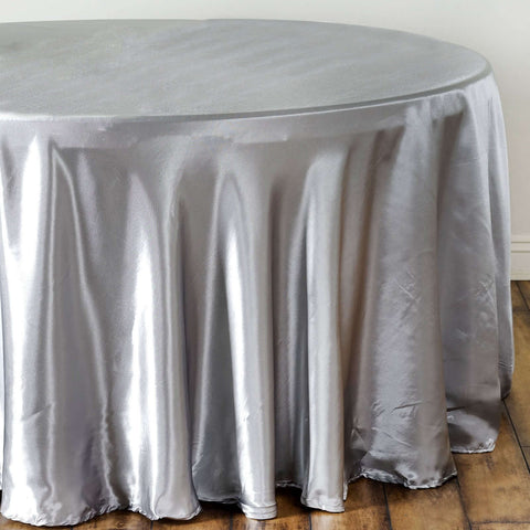 Satin 108" Round Tablecloth Silver - Smooth and Lustrous Table Cover