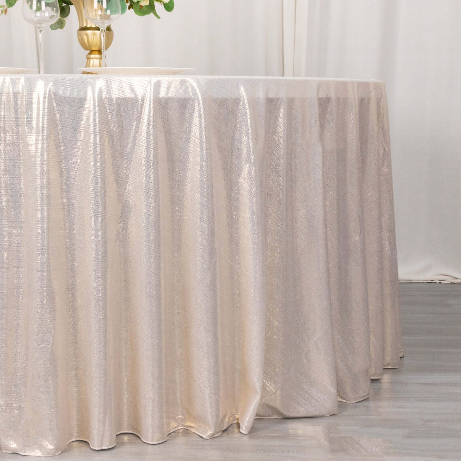 Sequin Dots Polyester Round 120" Tablecloth Shimmering Beige - Wrinkle Free & Sparkling Table Cover
