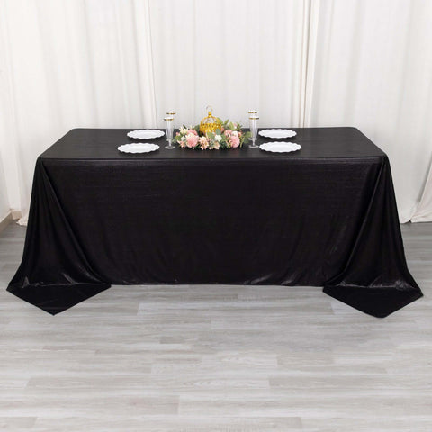 Sequin Dots Polyester 90"x132" Rectangle Tablecloth Shimmering Black - Seamless, Glittering & Wrinkle Free Table Cover
