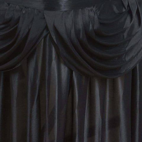 Satin 14ft Table Skirt Black Pleated Double Drape Design - Soft & Graceful for Events