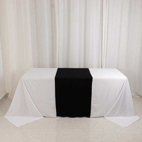 Scuba Polyester 24"x72" Wide Table Runner Black - Wrinkle-Free Table Linen
