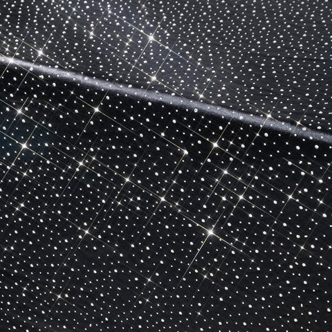 Scuba Rectangular Tablecloth 90"×132" Black with Rhinestone Accents – Seamless, Wrinkle-Free, Stain-Resistant Event Linen