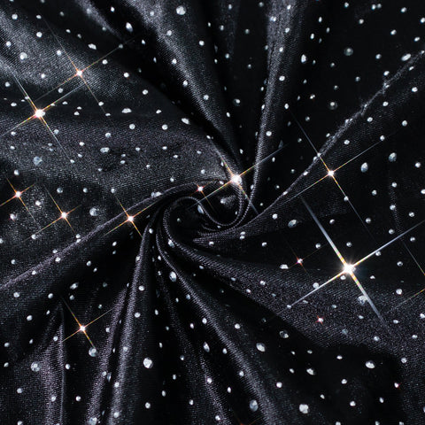 Scuba Rectangular Tablecloth 90"×156" Black with Rhinestone Accents – Seamless, Wrinkle-Free, Stain-Resistant Event Linen