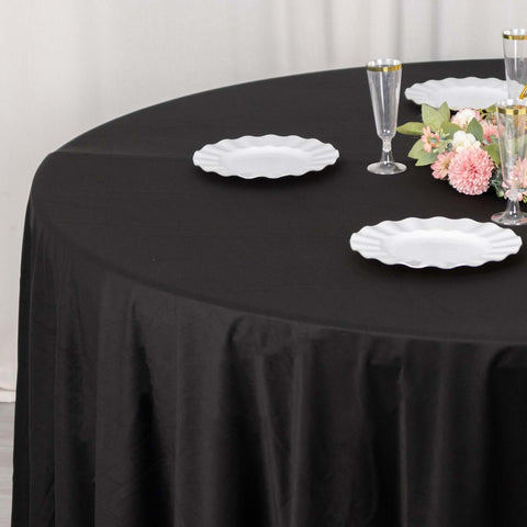 Scuba Round 132" Tablecloth Black - Wrinkle Free & Stain Resistant Seamless Table Cover for Weddings & Events