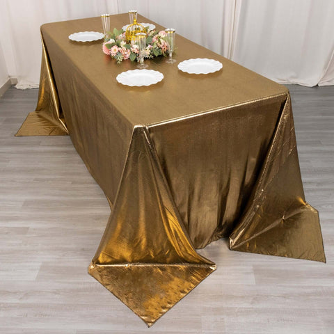 Sequin Dots Polyester 90"x132" Rectangle Tablecloth Shimmering Antique Gold - Seamless, Glittering & Wrinkle Free Table Cover