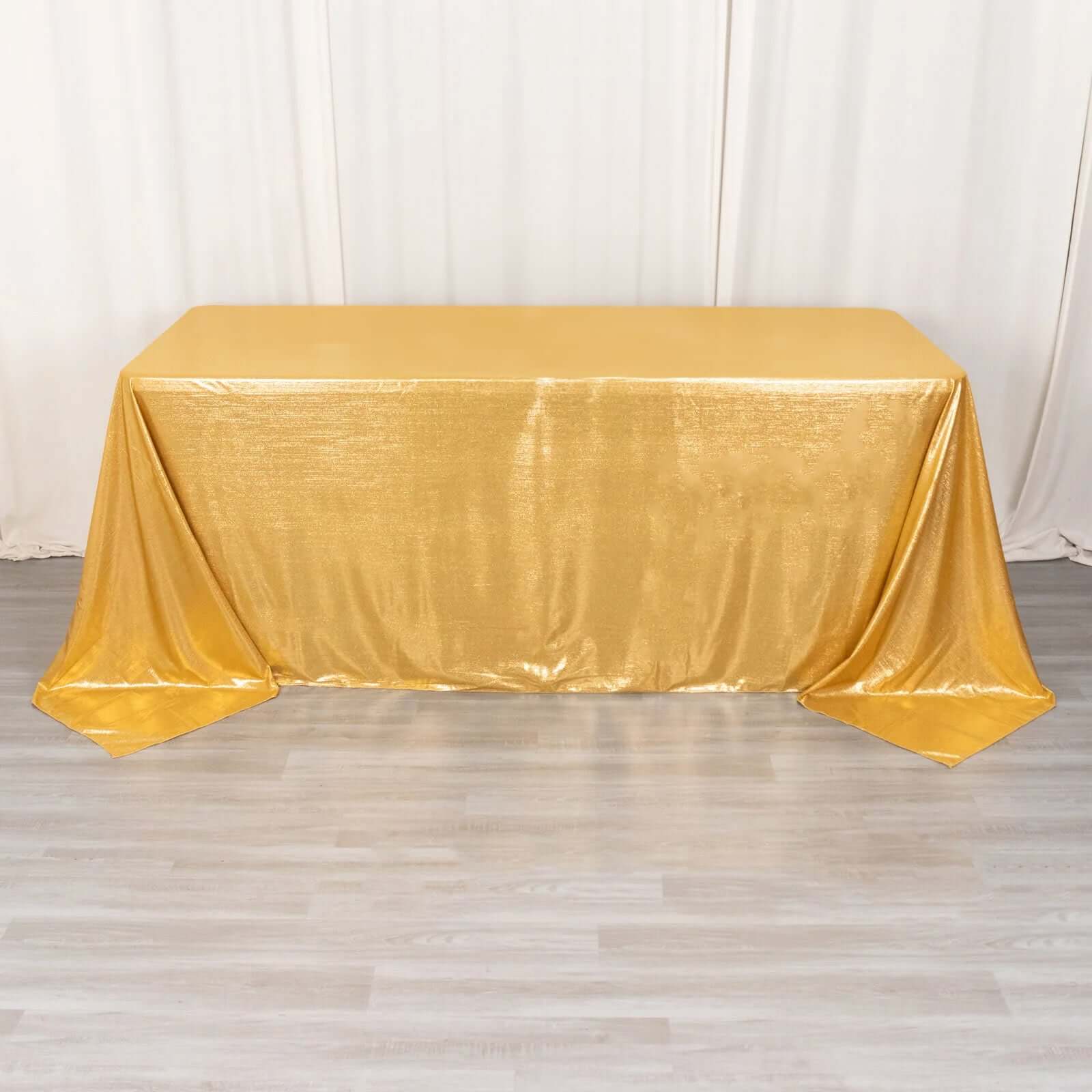 Sequin Dots Polyester 90"x132" Rectangle Tablecloth Shimmering Gold - Seamless, Glittering & Wrinkle Free Table Cover for Stylish Event Decor