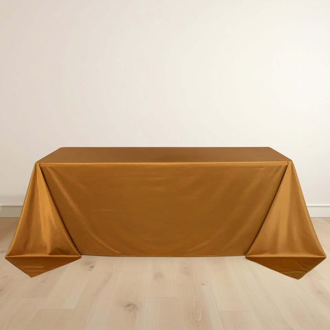 Scuba Rectangular 90"x132" Tablecloth Shimmering Gold - Wrinkle Free & Stain Resistant Seamless Table Cover for Weddings and Parties