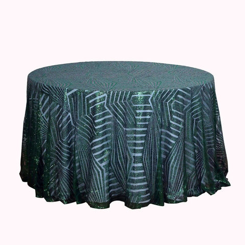 Sequin 120" Round Tablecloth Hunter Emerald Green - Seamless Diamond Glitz Table Cover
