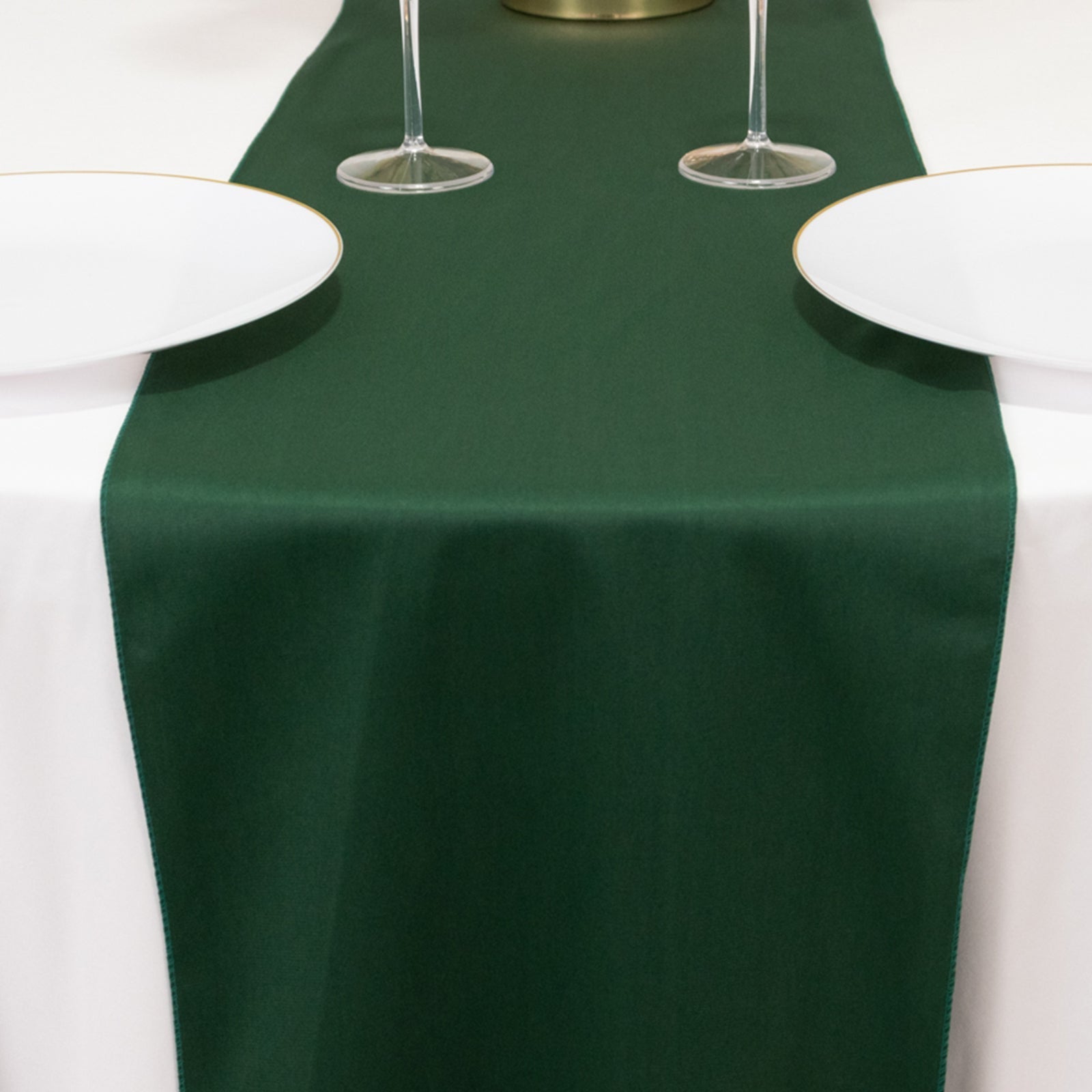 Scuba Polyester 12"x108" Table Runner Hunter Emerald Green - Wrinkle-Free Table Linen