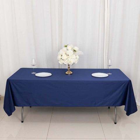 Scuba Rectangular 60"x102" Tablecloth Navy Blue - Wrinkle Free & Stain Resistant Table Cover