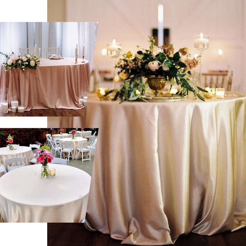 Satin 108" Round Tablecloth Nude - Smooth and Lustrous Table Cover