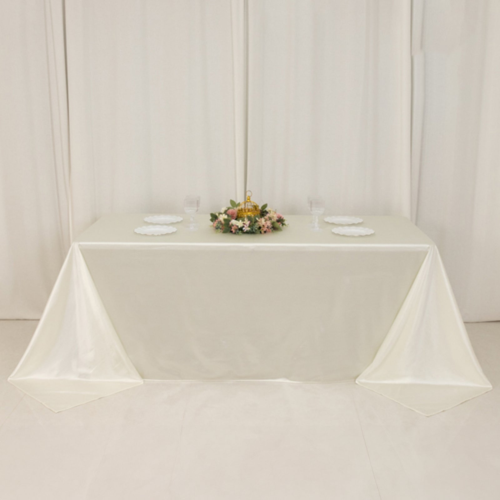 Scuba Rectangular 90"x132" Tablecloth Shimmering Pearl White - Wrinkle Free & Stain Resistant Seamless Table Cover