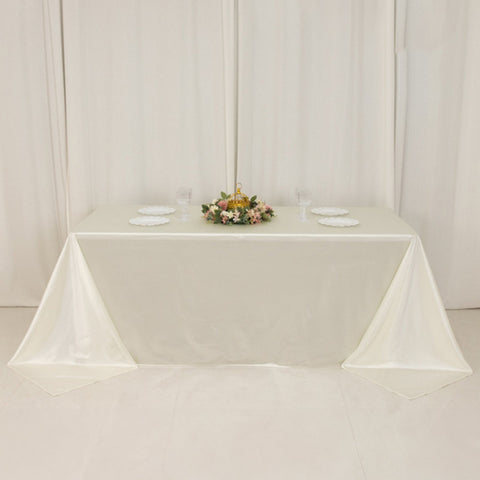 Scuba Rectangular 90"x132" Tablecloth Shimmering Pearl White - Wrinkle Free & Stain Resistant Seamless Table Cover