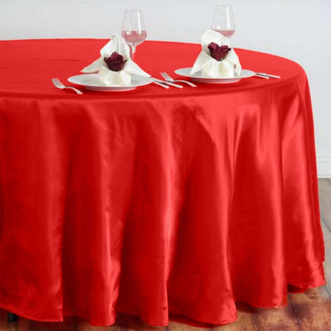 Satin 108" Round Tablecloth Red - Smooth and Lustrous Table Cover
