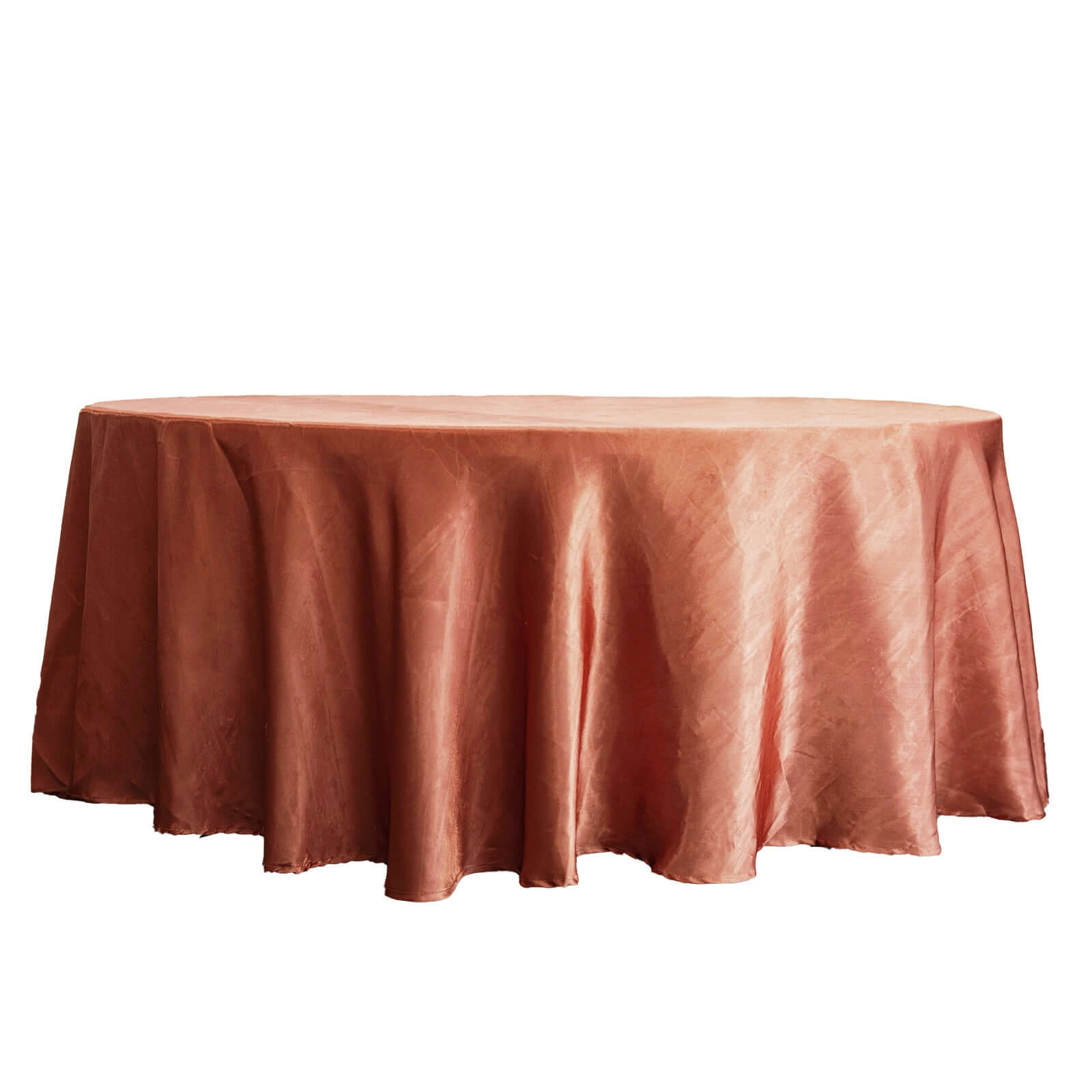 Satin 108" Round Tablecloth Terracotta (Rust) - Smooth and Lustrous Table Cover