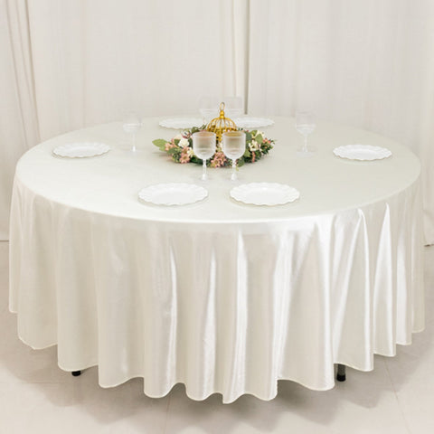 Scuba Round 108" Tablecloth Shimmering Pearl White - Wrinkle Free & Stain Resistant Table Cover